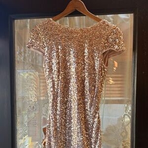 Sparkling Rose Gold Sequin Long Dress